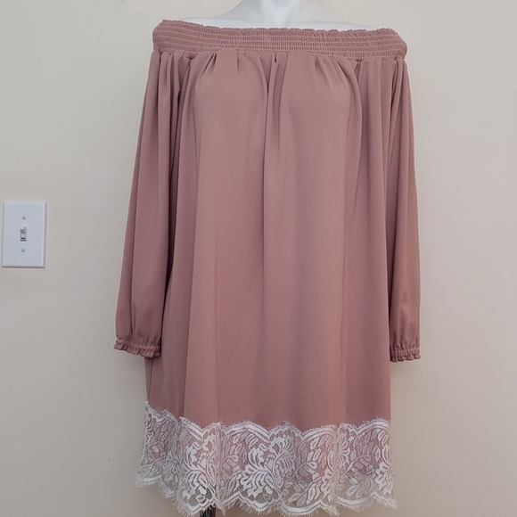 ASOS Off the shoulder blush tunic - Picture 2 of 16